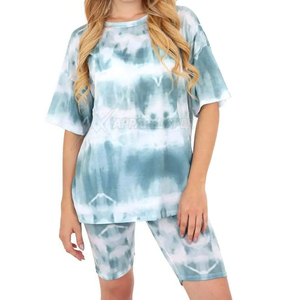 ชุดเซ็ต 2 ชิ้นสำหรับผู้หญิง เสื้อยืดแขนสั้นลำลองและกางเกงขาสั้น ชุดผ้าฝ้ายน้ำหนักเบา ระบายอากาศได้ดี แห้งเร็ว สำหรับสุภาพสตรี - Product Image 2