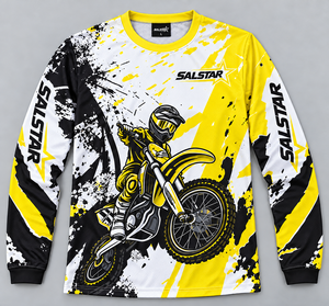 Camiseta de Motocross de Manga Larga para Hombre Salstar, Impresión por Sublimación, Secado Rápido, Camiseta de Carreras de Motocicleta, Amarillo, Negro, Blanco - Product Image 3