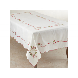 Asequible personalizable 100% algodón bordado blanco dorado cuadrado 4 pies mantel para boda duradero secado rápido lavable a máquina - Product Image 4