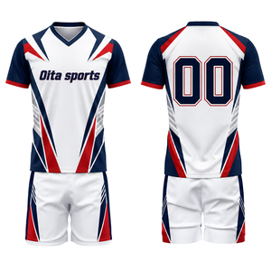 Conjunto de Uniforme de Voleibol Azul Marino y Blanco, Jersey Sublimado de Manga Corta con Pantalones Cortos, Ropa Deportiva para Equipo, Entrenamiento y Competencia - Product Image 1