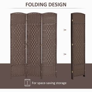 Divisorio Pieghevole a 3 Pannelli Alto 6 Piedi in Legno Marrone, Schermo per Privacy Tradizionale da Interno per Casa e Ufficio - Product Image 4
