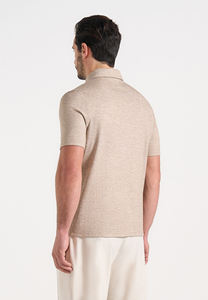 Polo en tricot pour homme à manches courtes, col zippé, coupe classique, couleur unie, respirant, avec poche - Product Image 2