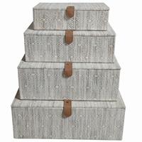 Lot de boîtes de rangement rectangulaires gigognes en tissu de lin naturel faites à la main, écologiques, pour salon - Prix de gros