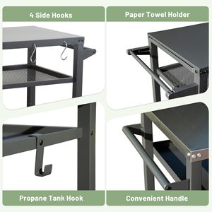 Carrello da Esterno a 3 Ripiani con Ruote per Griglia, Tavolo Blackstone, Fornello a Propano per Forno Pizza e Preparazione Cibo - Tavolo Blackstone a Propano - Product Image 5