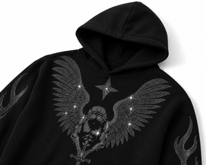 Sudadera con Capucha Personalizada con Pedrería para Hombre |   Sudadera Extra Grande de Alta Calidad con Diseño de Cristales, Marca Privada OEM - Product Image 4