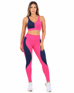 Ensemble de yoga color block pour femmes, 2 pièces, tenue de sport, leggings taille haute et soutien-gorge de sport rembourré, vêtements de fitness, vêtements de sport actifs - Product Image 1