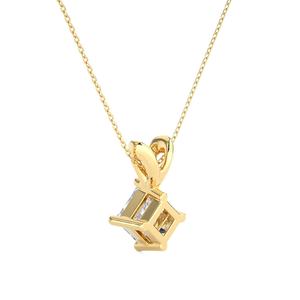 Collier pendentif en or massif avec diamant de culture taille princesse, vente en gros de diamants en moissanite, pendentif en or jaune 14K 18K pour femme - Product Image 4