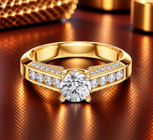 แหวนเพชรทรงกลมเพาะเลี้ยงในห้องปฏิบัติการ ทอง 14K 18K แหวนเพชรเม็ดเดี่ยวแบบฝังช่อง 1.10 กะรัต DEF VVS เครื่องประดับชั้นดีสำหรับผู้หญิง แหวนแต่งงาน ODM - Product Image 1