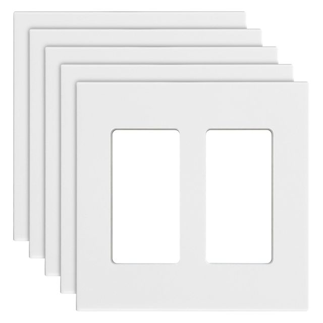Modern White 2-Gang Rocker Switch Wall Plate Cover Plastic Double Pole For Indoor Use