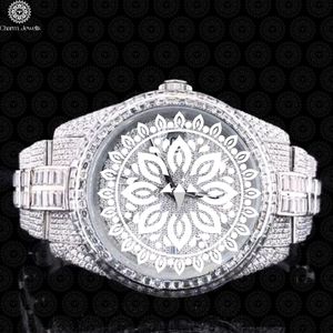 Montre de luxe Charm Jewellis en acier inoxydable 40 mm, mouvement mécanique analogique, boîtier incrusté de diamants, mode masculine, date automatique, étanche - Product Image 3