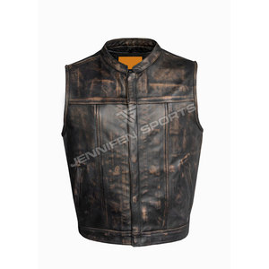 Chaleco de Cuero Antiguo para Motocicleta, Diseño Personalizado Unisex, Transpirable, Opciones de Tallas Grandes para Verano e Invierno, Servicio OEM/ODM - Product Image 1