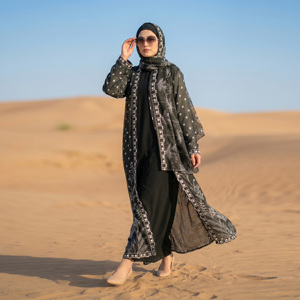 Open Front Loose Breathable <b>Abaya</b> with Matching Hijab for Muslim Women Modest Wear <b>Prayer</b> Islamic Floor Length Dubai Style - Product Image 3