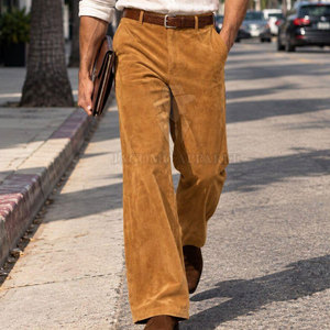 Pantalon en daim pour homme avec coupe ajustée élégante, doublure douce, construction durable, look tendance, idéal pour les sorties quotidiennes - Product Image 4