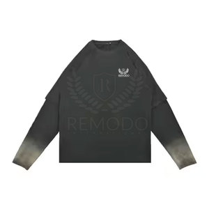 Fashionable Custom Color Double <b>Layered</b> Casual <b>Top</b> Crewneck Quick Dry 100%Cotton Fiber Men Full Sleeve T-Shirt For Collection - Product Image 2