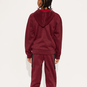 New Design Custom Embroidery Logo Adults Hooded <b>Tracksuit</b> Set Maroon Black Color Blocking Full Zip <b>Waterproof</b> Breathable - Product Image 5