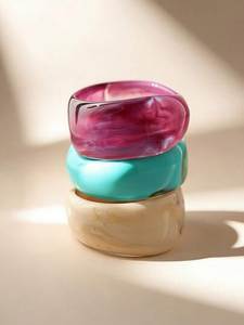 H a CRAFT Thin <b>Resin</b> Bangles Classic Lovers Pattern Party Wear Women's Elegant Stylish Minimalist - Product Image 1
