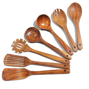 Utensilios de cocina de lujo para wok, espátulas de madera sostenibles, utensilios antiadherentes, juego de espátulas de madera. - Product Image 1