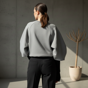 Sweat-shirt imprimé pour femme, style mode urbaine, hiver, manches bouffantes exagérées, poignets allongés ajustés, coupe ample, en coton éponge - Product Image 2