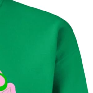 Sudadera de cuello redondo con estampado gráfico Green Pretty Girl Vibes, de manga larga con puños acanalados, top casual de forro polar para mujer, para uso diario y estilo urbano. - Product Image 3