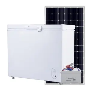 2023 Juka geladeira freezer solar 208 litros painel solar freezers peito da bateria profunda com porta de vidro com condensador exterior