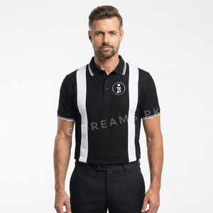 Chemise de golf formelle pour homme à manches courtes, avec logo personnalisé, blocs de couleur et rayures, tricotée et respirante, vente en gros - Product Image 6
