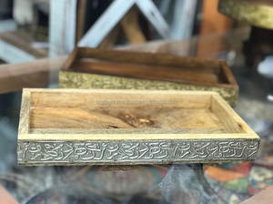 Bandeja De madera decorativa De tallado De latón De lujo, bandeja De letras arábigas para el hogar/Hotel/Banquete De casa - Product Image 4