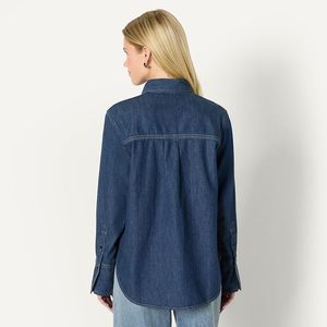 Chemise en jean à manches longues pour femme, coupe classique, 100% coton, écologique, imperméable, boutonnée - Product Image 3