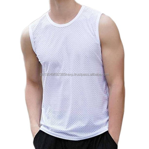 Débardeurs de sport pour hommes avec logo personnalisé, t-shirts en maille respirants, débardeurs de sport d'été, gilets en spandex et coton - Product Image 4