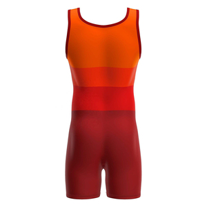 Traje de Lucha Libre al por Mayor con Estampado por Sublimación Naranja, Azul, Blanco, Rojo, Elástico, Ropa de Artes Marciales, Singlet de Lucha Libre de 1 Pieza para Adultos - Product Image 4