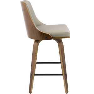 Tabouret de comptoir Gianna de 26 po, style Mid-Century Modern, en noyer avec similicuir gris clair, lot de 2 - Product Image 4