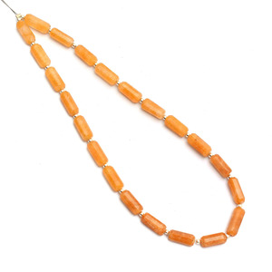 Perles de jade naturel jaune facettes en forme de tube, 4x10mm-5x12mm, pierres semi-précieuses, forme cylindrique fantaisie, pour bijoux. - Product Image 3