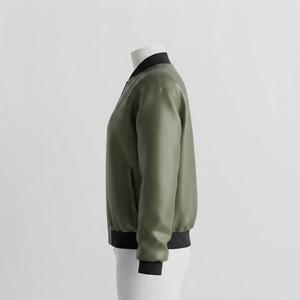 Olive <b>Green</b> <b>Men's</b> Casual Bomber <b>Jacket</b> Zipper Front Solid Color Polyester Winter Wear Regular Fit Stand Collar <b>Waterproof</b> - Product Image 2