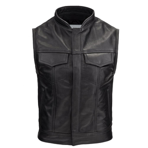 MIRZ INTERNATIONAL New <b>Men's</b> Slim Fit Breathable Neoprene <b>Leather</b> <b>Vest</b> with Many Pockets Casual Winter Outerwear Zipper Closure - Product Image 1