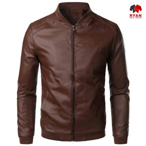 แจ็คเก็ตหนังแท้แบบสั่งทำพิเศษสำหรับผู้ชาย ยี่ห้อ Ryan Pro Gear เนื้อผ้าสวมใส่สบาย ระบายอากาศได้ดี พร้อมโลโก้แบบกำหนดเอง ลายเรียบ - Product Image 1