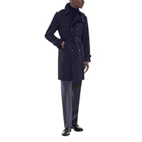 Manteau long d'hiver pour homme, coupe ajustée, respirant, imperméable, avec logo sur le devant, ceinture, 100% coton, fermeture à boutons, trench-coat pour homme