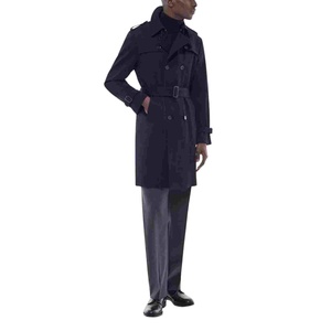 Manteau long d'hiver pour homme, coupe ajustée, respirant, imperméable, avec logo sur le devant, ceinture, 100% coton, fermeture à boutons, trench-coat pour homme - Product Image 3