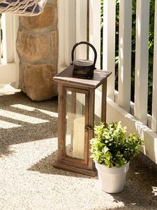 Farol de Madera Rústico Alto para Velas, Decorativo, Estilo Granja, Colgante, con Paneles de Vidrio, para Decoración del Hogar y Bodas - Product Image 6