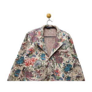 Blazer matelassé en coton vintage fait main, patchwork indien, unisexe, vêtement d'extérieur écologique, réversible, style bohème chic, design unique à rayures - Product Image 4
