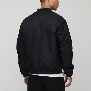 Blouson Bomber Vintage en Nylon Personnalisable avec Logo, Fermeture Éclair Intégrale, Couleur Unie, Col Montant, Coupe-Vent pour Homme, Style Urbain - Product Image 2