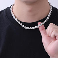 Collier unisexe chaîne torsadée Miami Cuban Link 7,5 mm en argent S925 avec diamants Moissanite VVS, style Hip Hop, le plus vendu