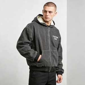 Sweat-shirts pour hommes tendance gris foncé avec logo personnalisé, doublure polaire, effet délavé vintage, coupe classique, poche, décontracté, hiver, écologique, 100% coton - Product Image 2