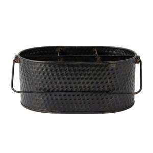 Porta cubiertos clásico de metal negro con mango de madera, soporte decorativo de hierro galvanizado para decoración del hogar y la cocina. - Product Image 1