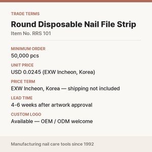 Korean Round Disposable <b>Nail</b> File <b>Strip</b> 80/100 Grit OEM Custom Logo for Salon Wholesale - Product Image 3