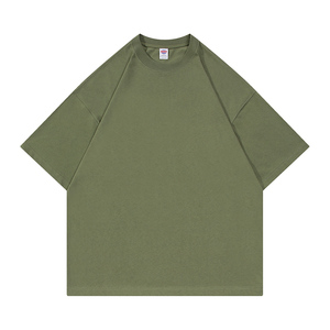 เสื้อยืดผ้าคอตตอนผสมเนื้อหนาสำหรับผู้ชาย ทรงหลวม สไตล์ลำลอง ไหล่ตก หลายสี แพ็คหลายตัว สตรีทแวร์ ดีไซน์เรียบง่าย - Product Image 5