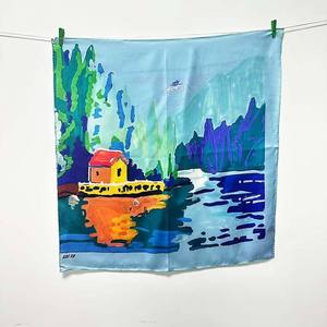 Women's Geometric Pattern <b>Square</b> Scarf 68x68cm Mulberry Silk Digital Print Breathable Soft Fashion Headscarf <b>Hijab</b> All Seasons - Product Image 1