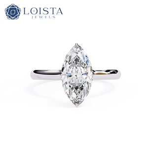 Bague de fiançailles personnalisée en diamant de laboratoire, 2 carats, solitaire marquise, or blanc 14 carats, certifiée IGI, pour femme - Product Image 2
