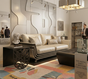 Modern <b>Black</b> Sheet Metal Side <b>Table</b> with Artistic Laser Cut Pattern, Decorative End <b>Table</b> for Living Room Furniture - Product Image 1