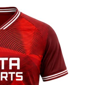 เสื้อฟุตบอลสีแดงสำหรับผู้ชายแขนสั้นเสื้อฟุตบอลชุดทีมกีฬาน้ำหนักเบาระบายอากาศได้ดีชุดกีฬาการฝึกซ้อมการแข่งขัน - Product Image 5