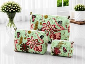 ชุดกระเป๋าเครื่องสำอางลายดอกไม้สีน้ำเงินพร้อมซิปปิดสำหรับการเดินทางและจัดเก็บเครื่องสำอาง - Product Image 3