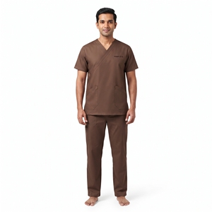 Camiseta Médica de Cuello en V para Hombre, Uniforme de Enfermería, Múltiples Bolsillos, Cuello Superpuesto, Ropa de Trabajo para el Cuidado de la Salud - Product Image 1